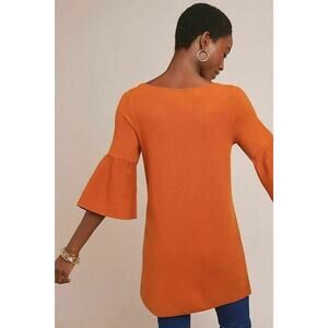 Moth by Anthropologie Burnt Orange Bell Sleeve Sweater Tunic Length Women Small